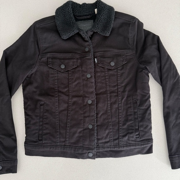 Levi's Original Sherpa Trucker Jacket Original Sherpa Trucker Jacket Black Denim - Picture 7 of 12